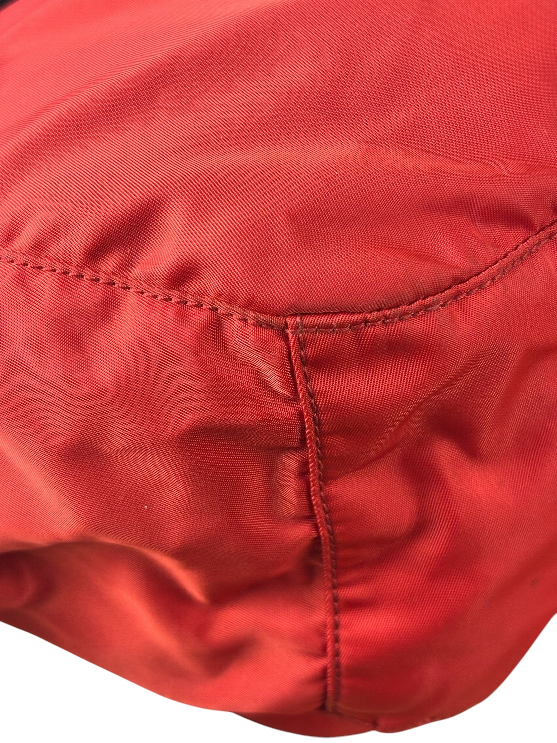Prada Rosso Red Tessuto Nylon/Saffiano Leather Trim Shoulder Bag