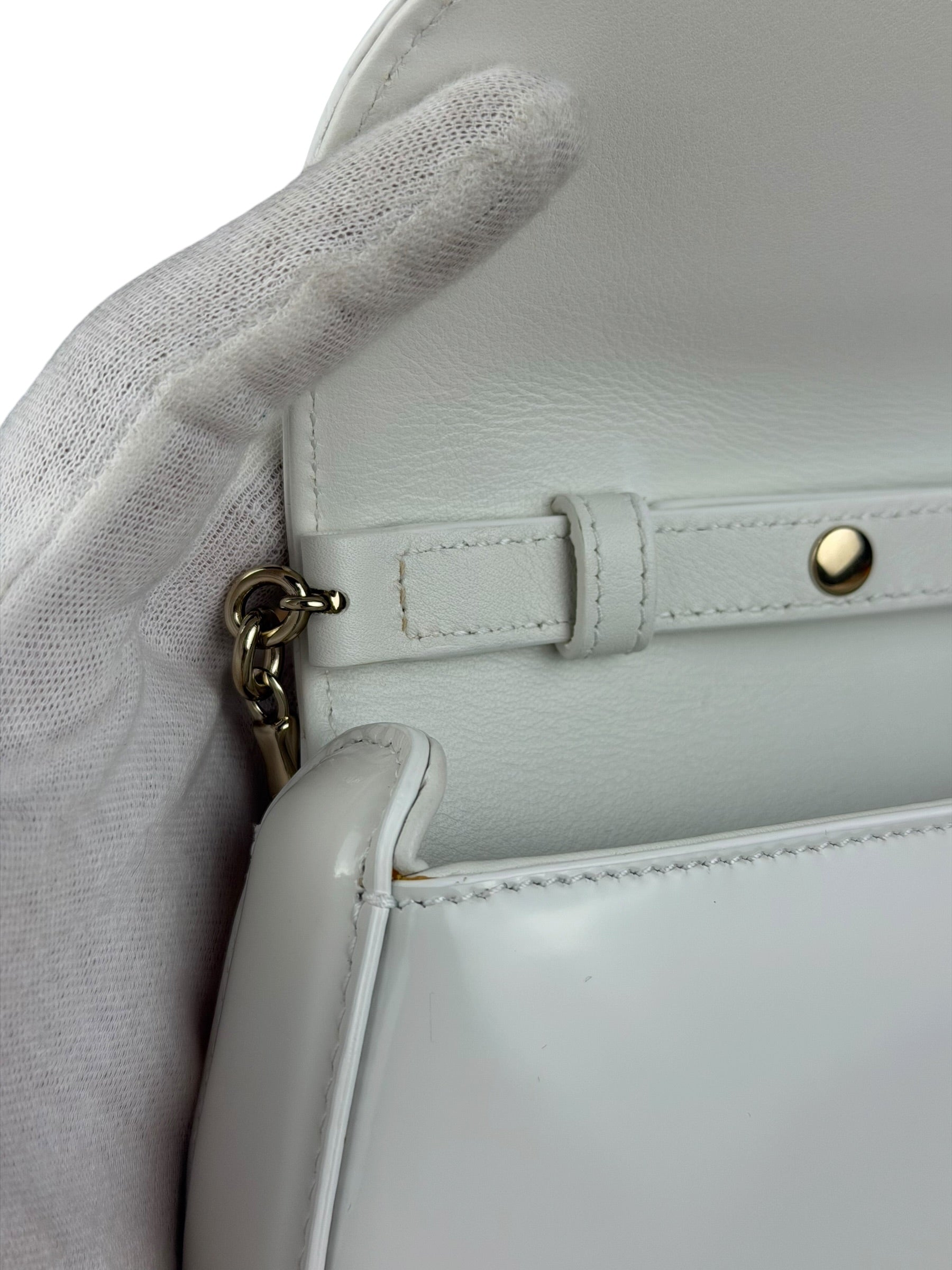 Gucci White Leather Bamboo Night Small Clutch/Pochette