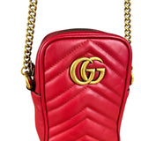 Gucci GG Marmont Vertical Phone Crossbody Bag Red