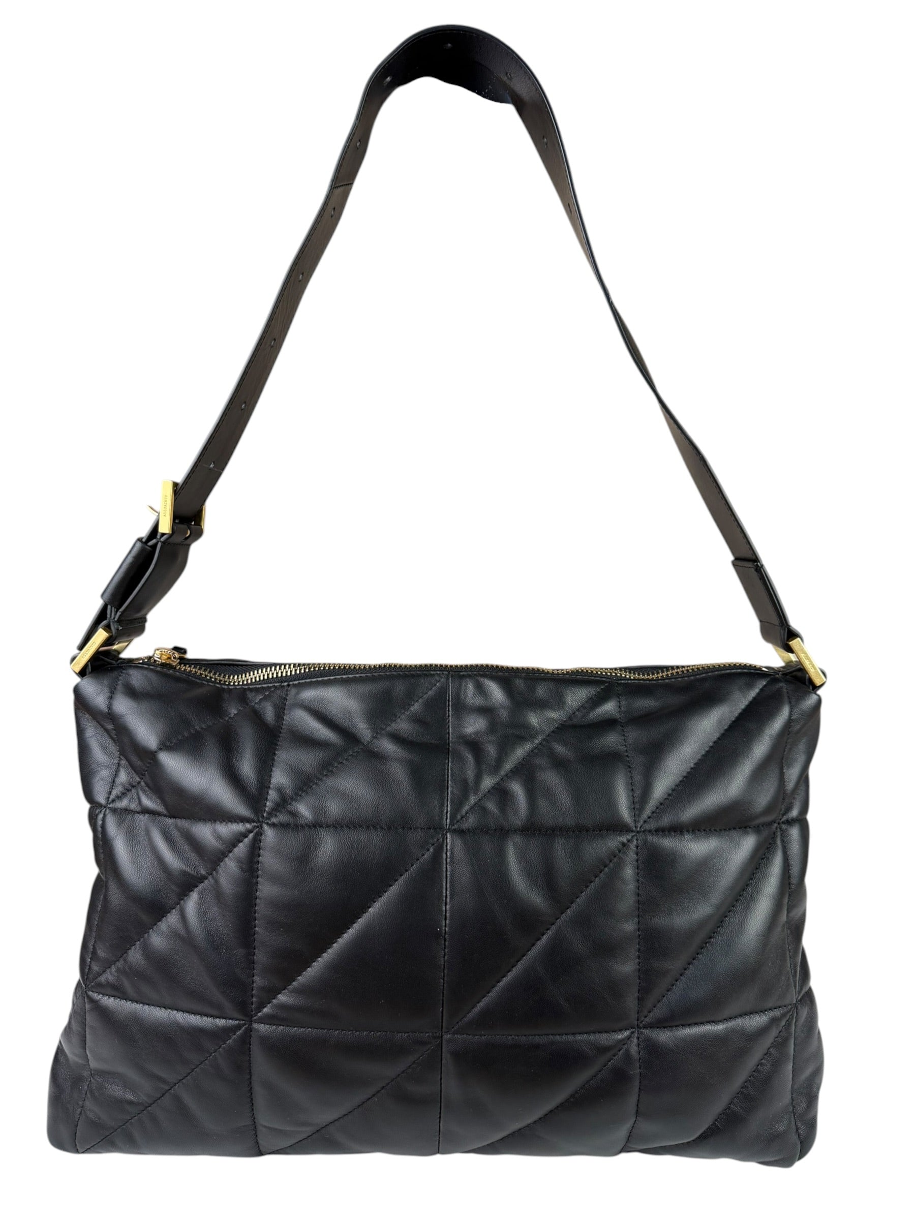 AllSaints Black Quilted Leather Edbury Shoulder Bag