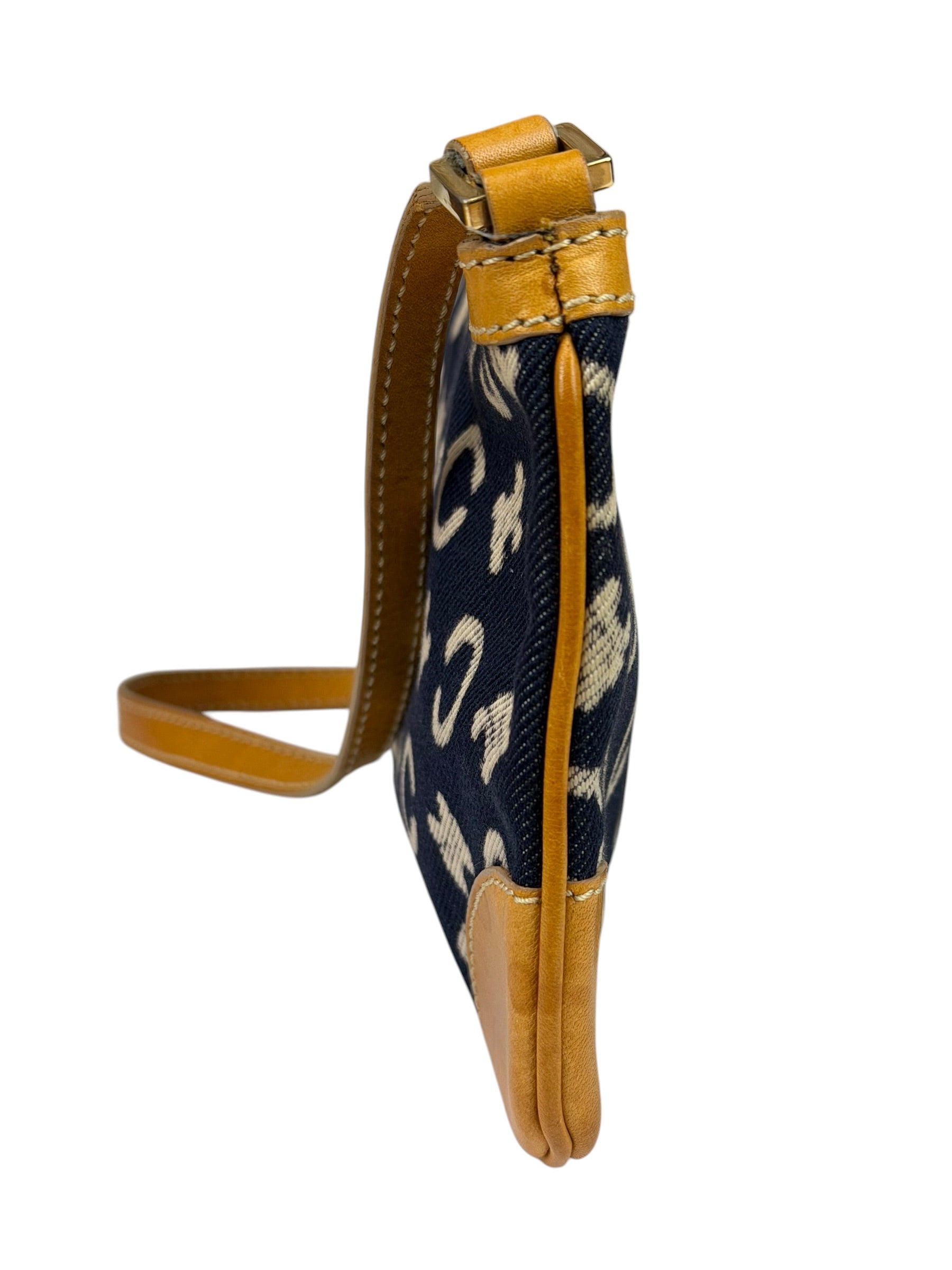 Celine Navy Denim/Leather Trim C Macadam Pochette