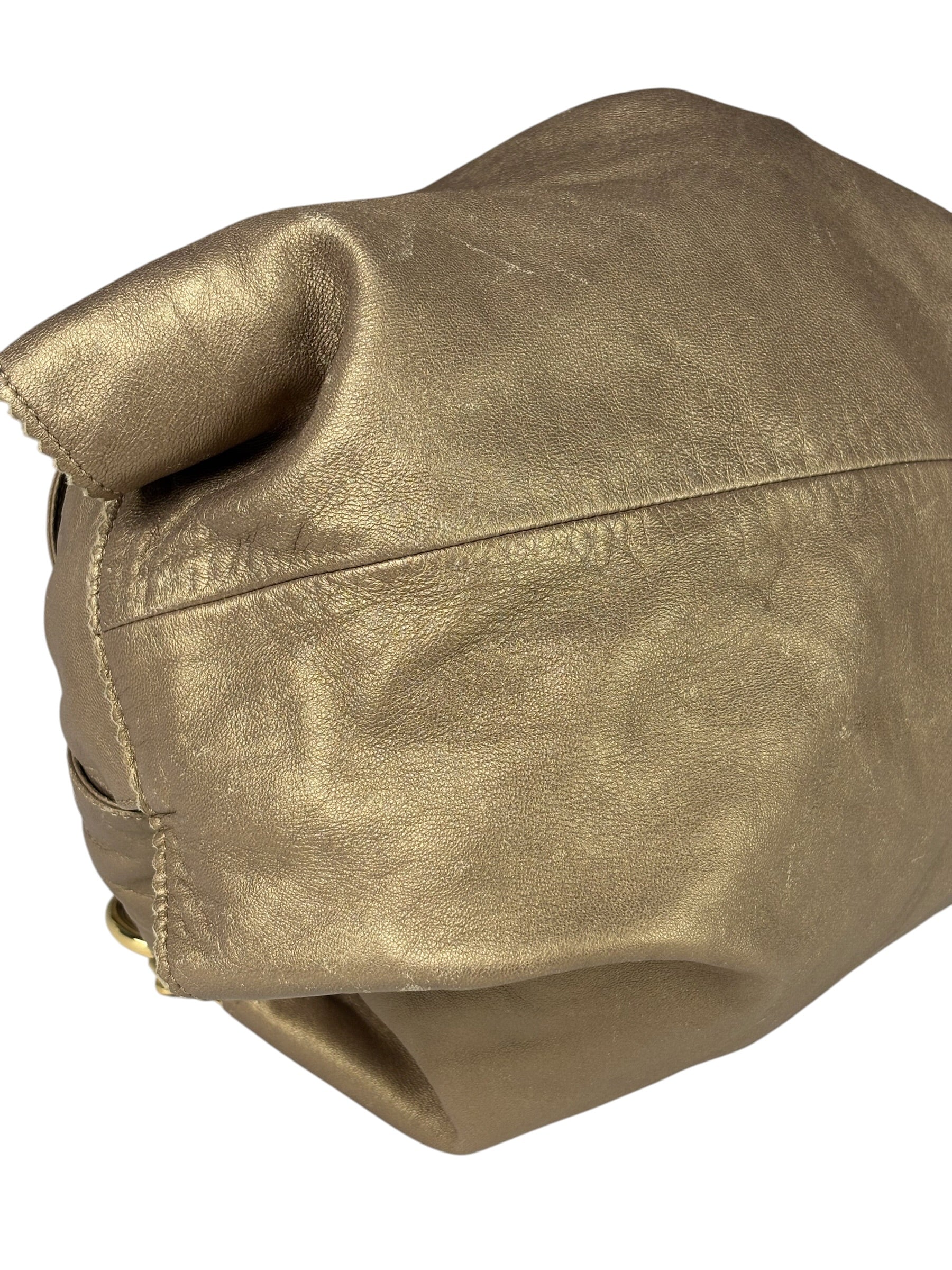 Loewe Metallic Gold Leather Nappa Aire Handbag