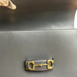 Gucci Grey Leather 1955 Horsebit Shoulder Bag