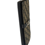 Gucci Black Leather Trim GG Flap Long Wallet