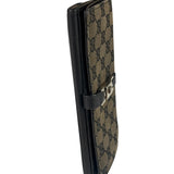 Gucci Black Leather Trim GG Flap Long Wallet