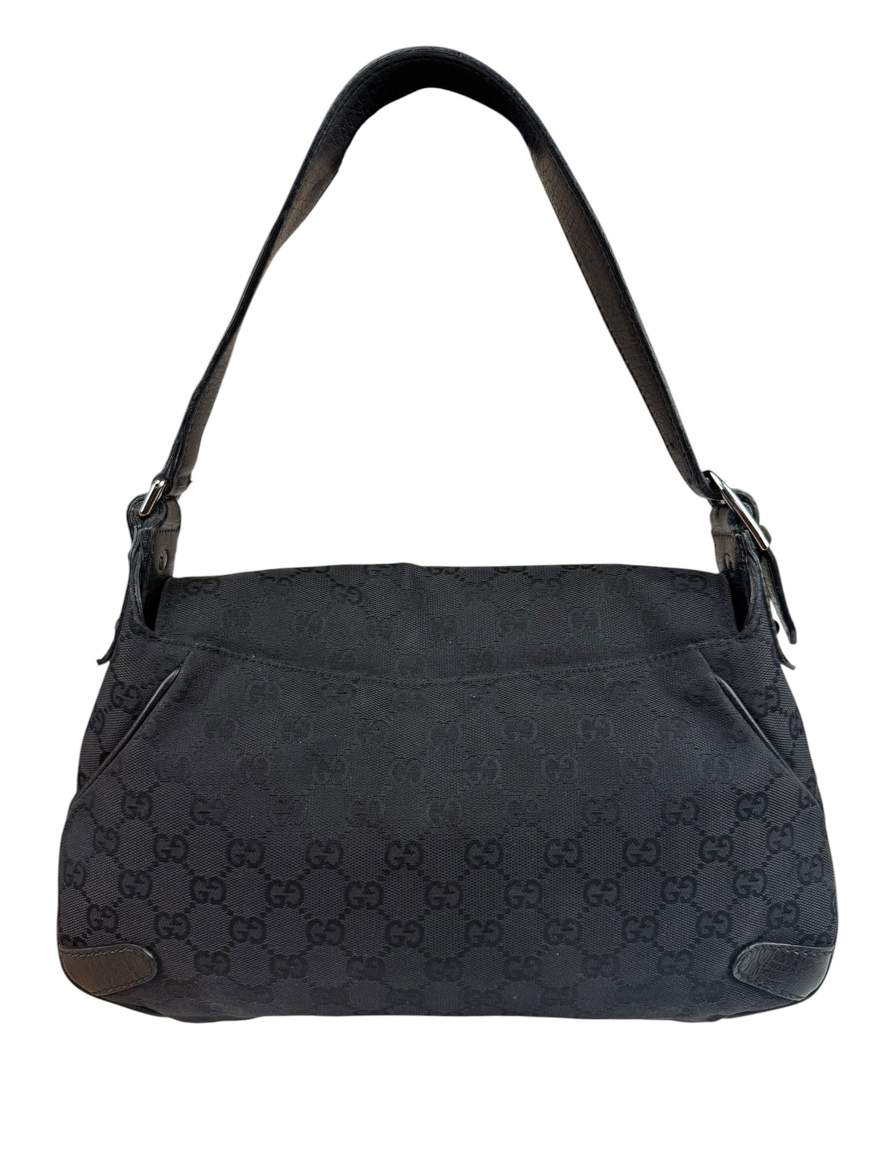 Gucci GG Vintage Black Horsebit Flap Shoulder Bag