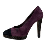 Chanel Two-Tone Suede Cap-Toe Platform Pumps