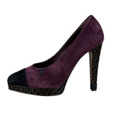 Chanel Two-Tone Suede Cap-Toe Platform Pumps