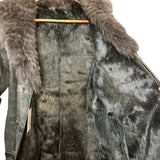 Vintage Black Suede/Leather Fur-Line Long Coat