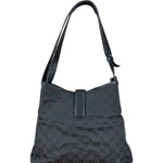 Gucci Vintage Leather Trim GG Canvas Jackie Piston Hobo Bag