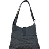 Gucci Vintage Leather Trim GG Canvas Jackie Piston Hobo Bag
