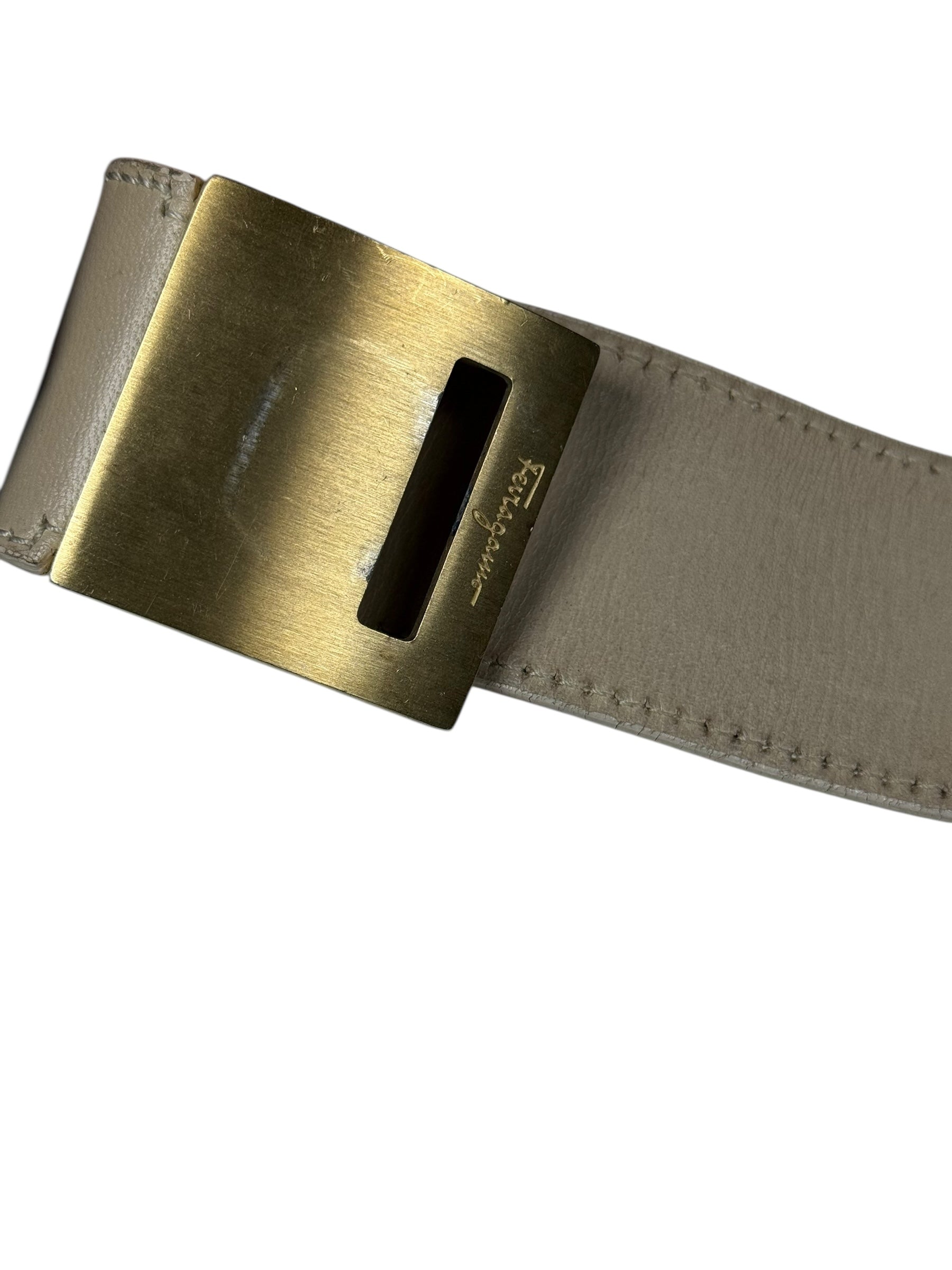 Ferragamo Gancini Wide Leather Cuff Bracelet