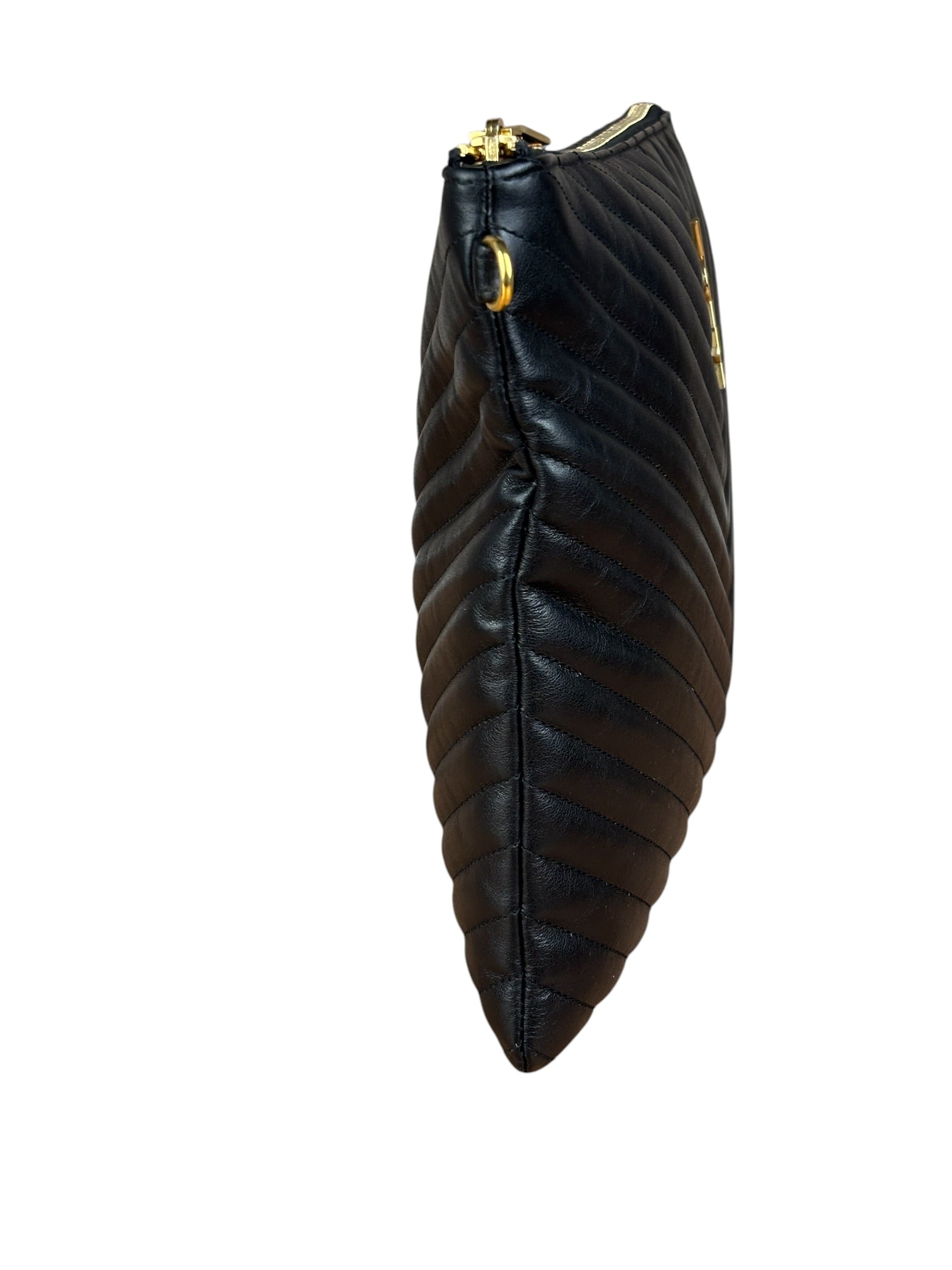 YSL Black Quilted Leather Cassandre Matelasse Pouch