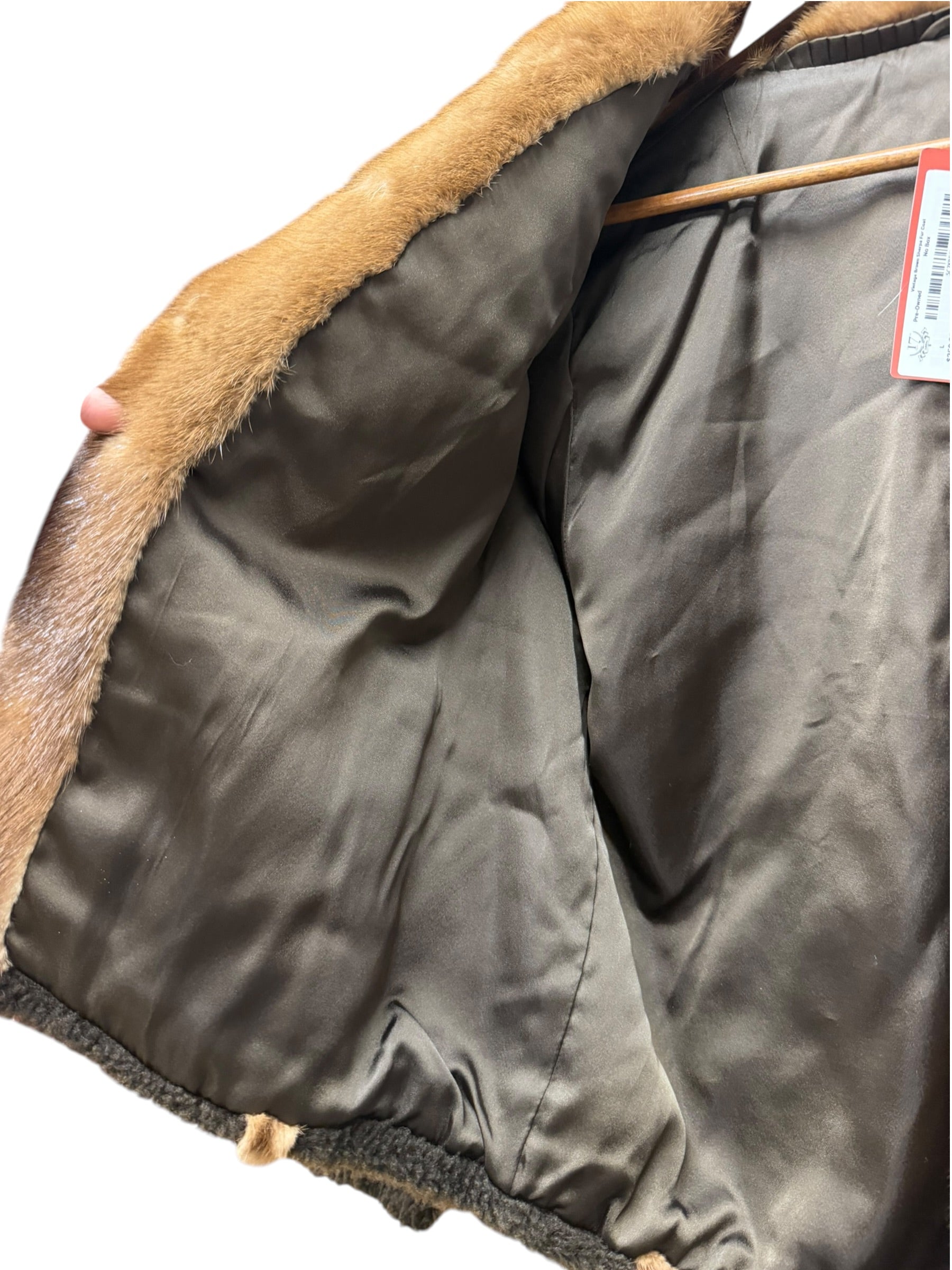Vintage Brown Sherpa Fur Trimmed Coat