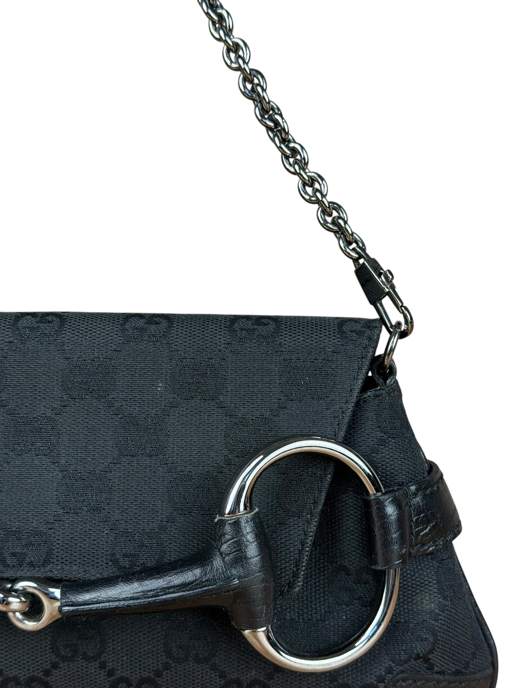 Gucci Black Tom Ford Horsebit Shoulder Bag