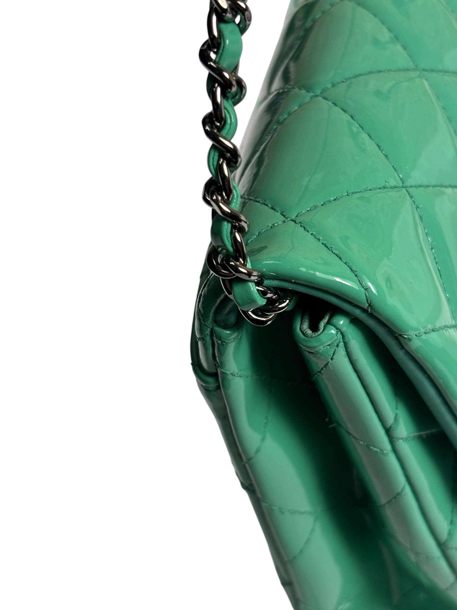 Chanel Green Quilted Patent Leather Flap Bag 2012