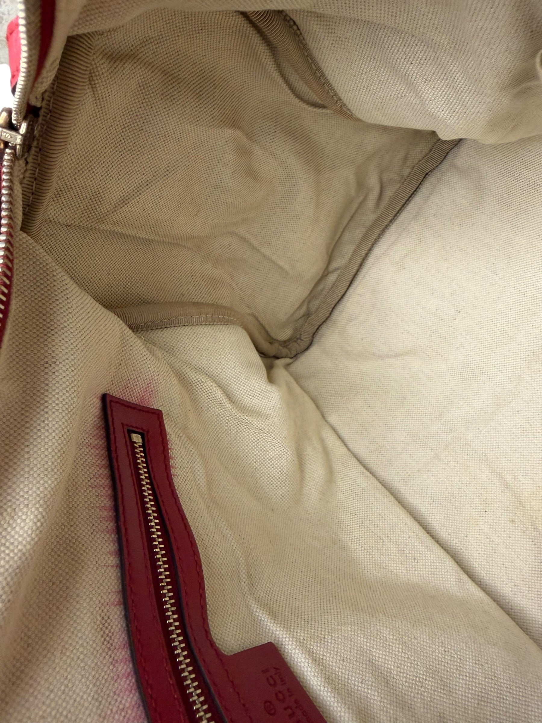 Gucci Beige/Red Leather GG Joy Boston Two-Way Bag