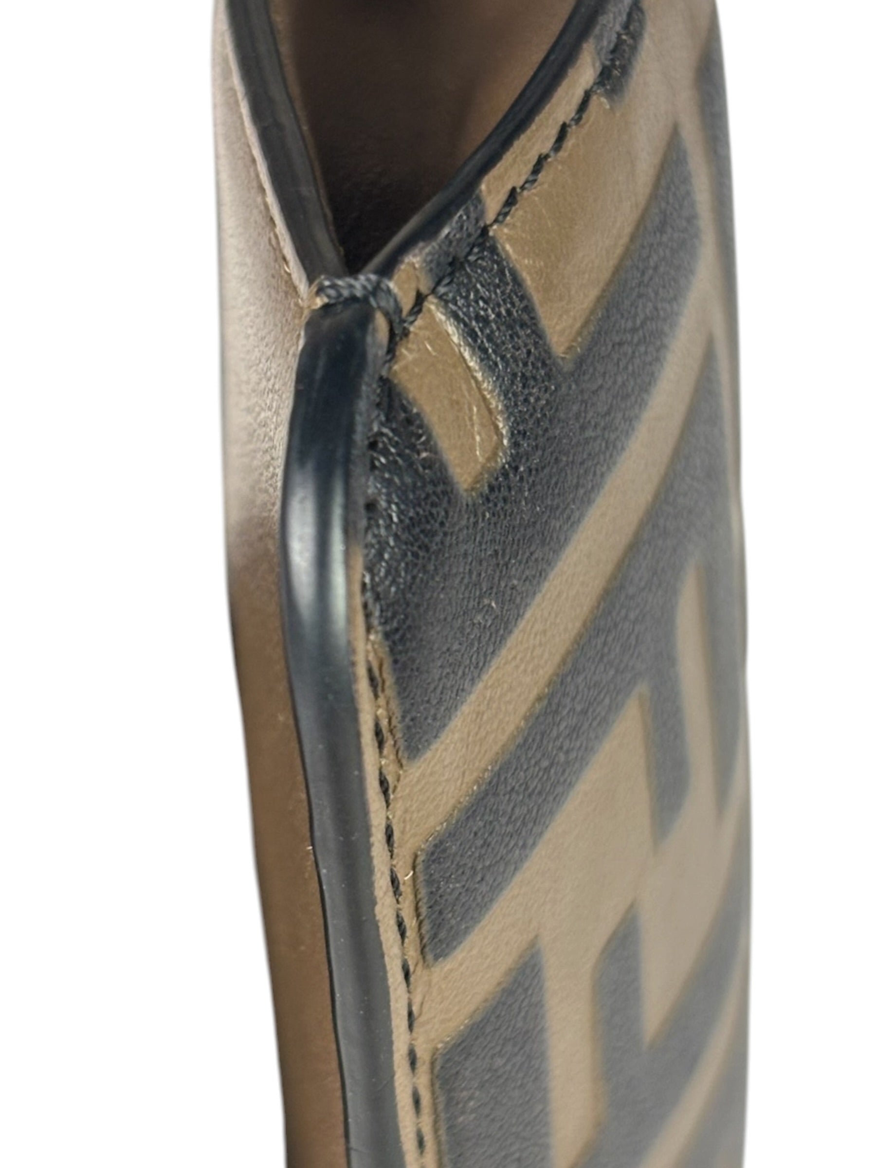 Fendi Brown Leather FF Zip Coin/Card Case