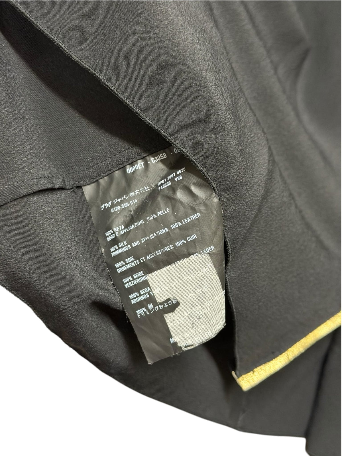2008 Prada Black Silk Gold Leather Top
