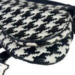 Christian Dior White/Black Leather Houndstooth Micro Saddle Bag