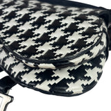 Christian Dior White/Black Leather Houndstooth Micro Saddle Bag