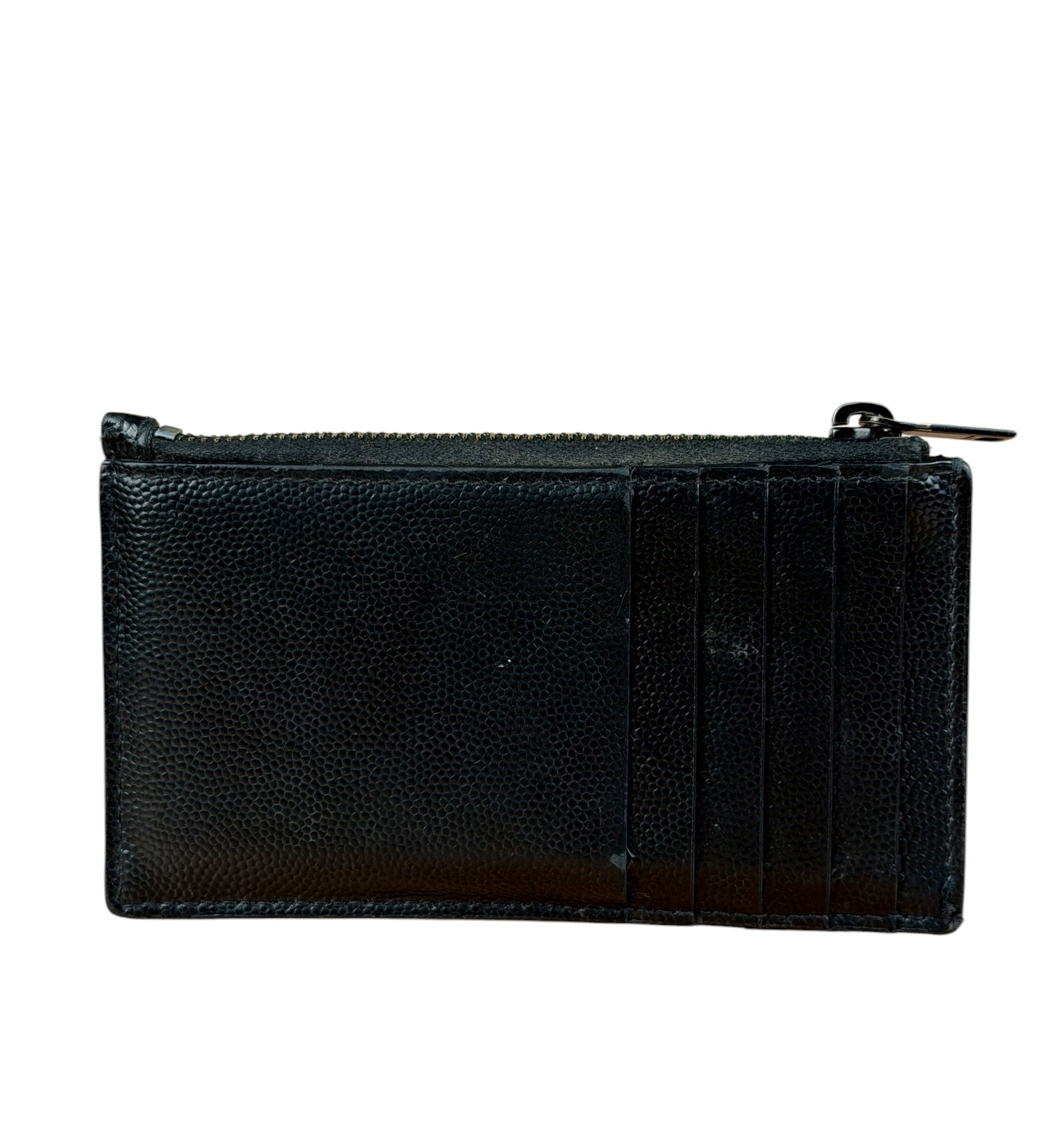 Yves Saint Laurent Black Leather Card Holder Wallet