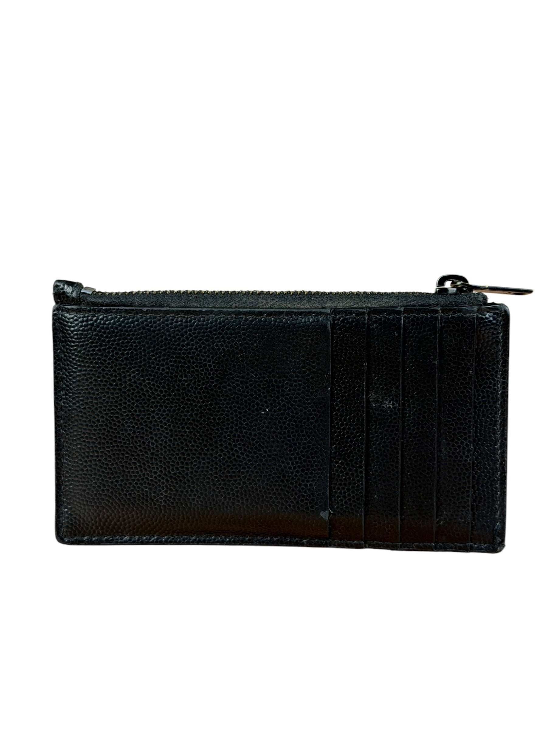 Yves Saint Laurent Black Leather Card Holder Wallet