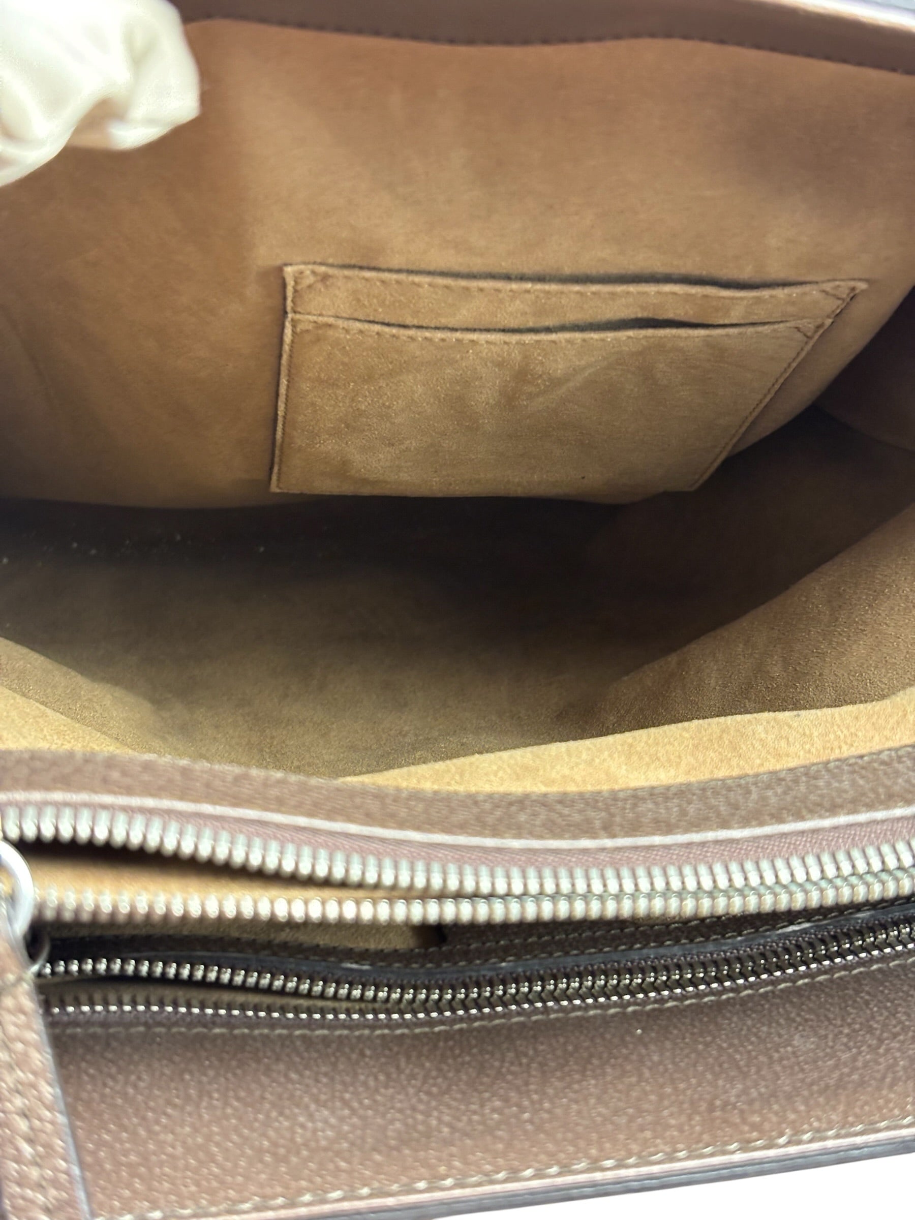 Gucci Brown Leather Trim GG Supreme Tian Vertical Tote Bag