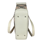 Burberry White Leather Trim Nova Check Shoulder Bag