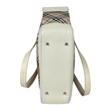 Burberry White Leather Trim Nova Check Shoulder Bag