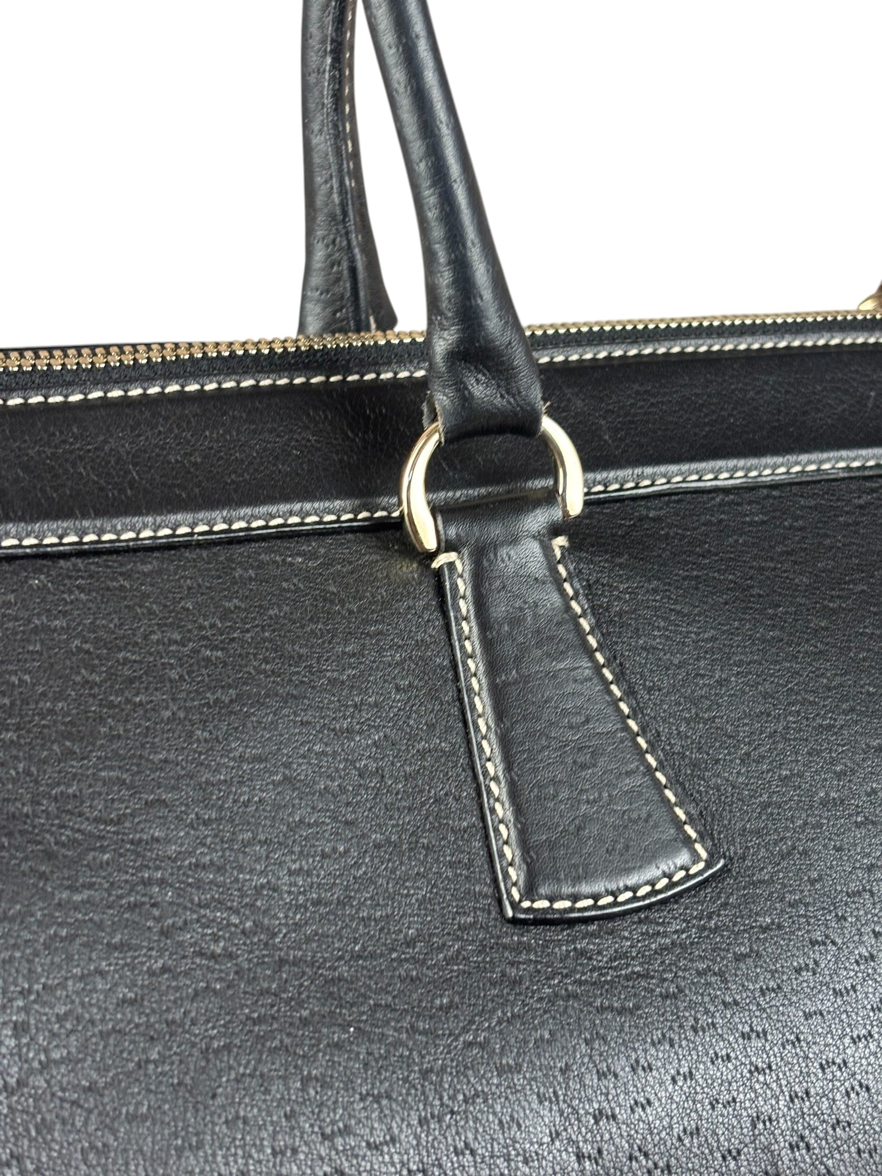 Salvatore Ferragamo Vintage Black Pebbled Leather Tote Bag