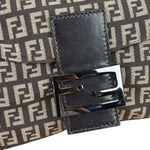 Fendi Black/Beige Leather Trim Zucca Mamma Baguette