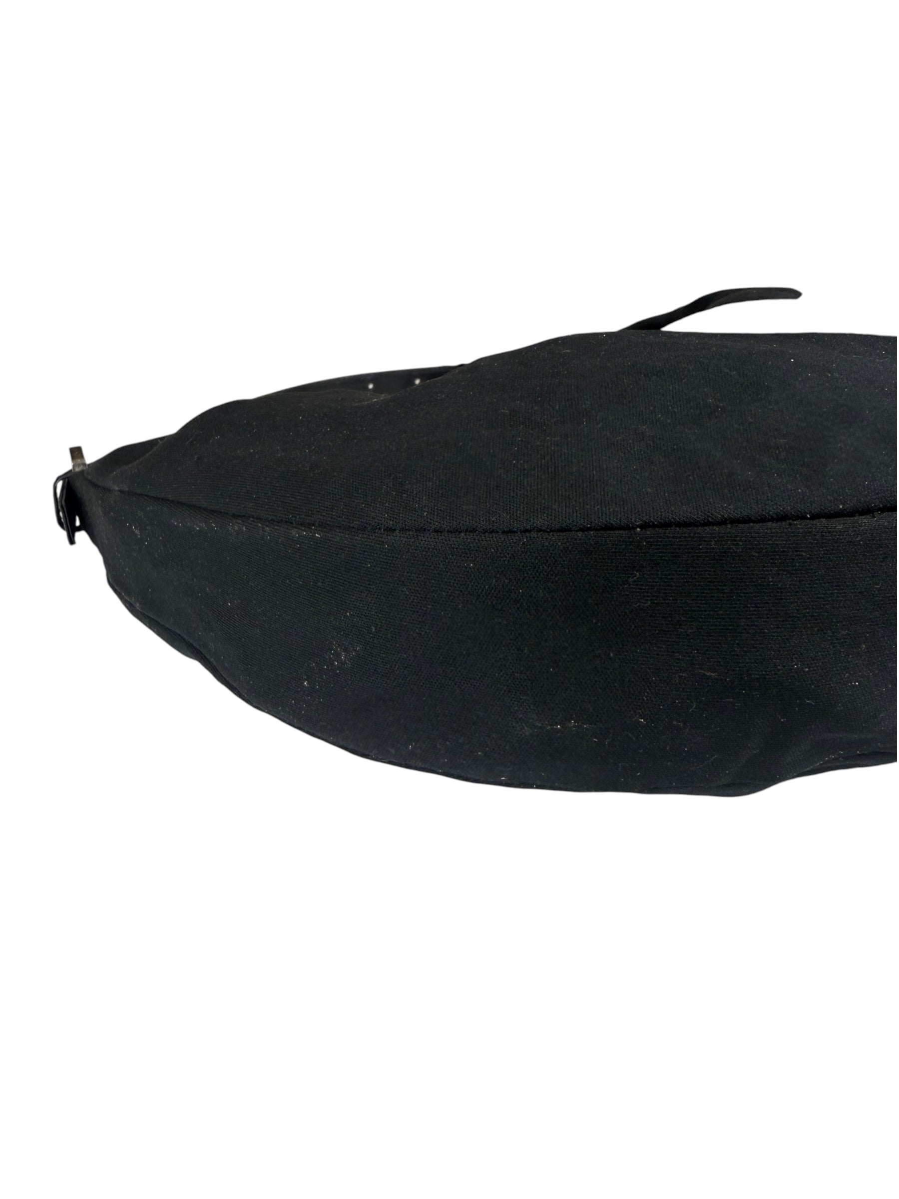 Fendi Black Leather Trim Mamma Baguette