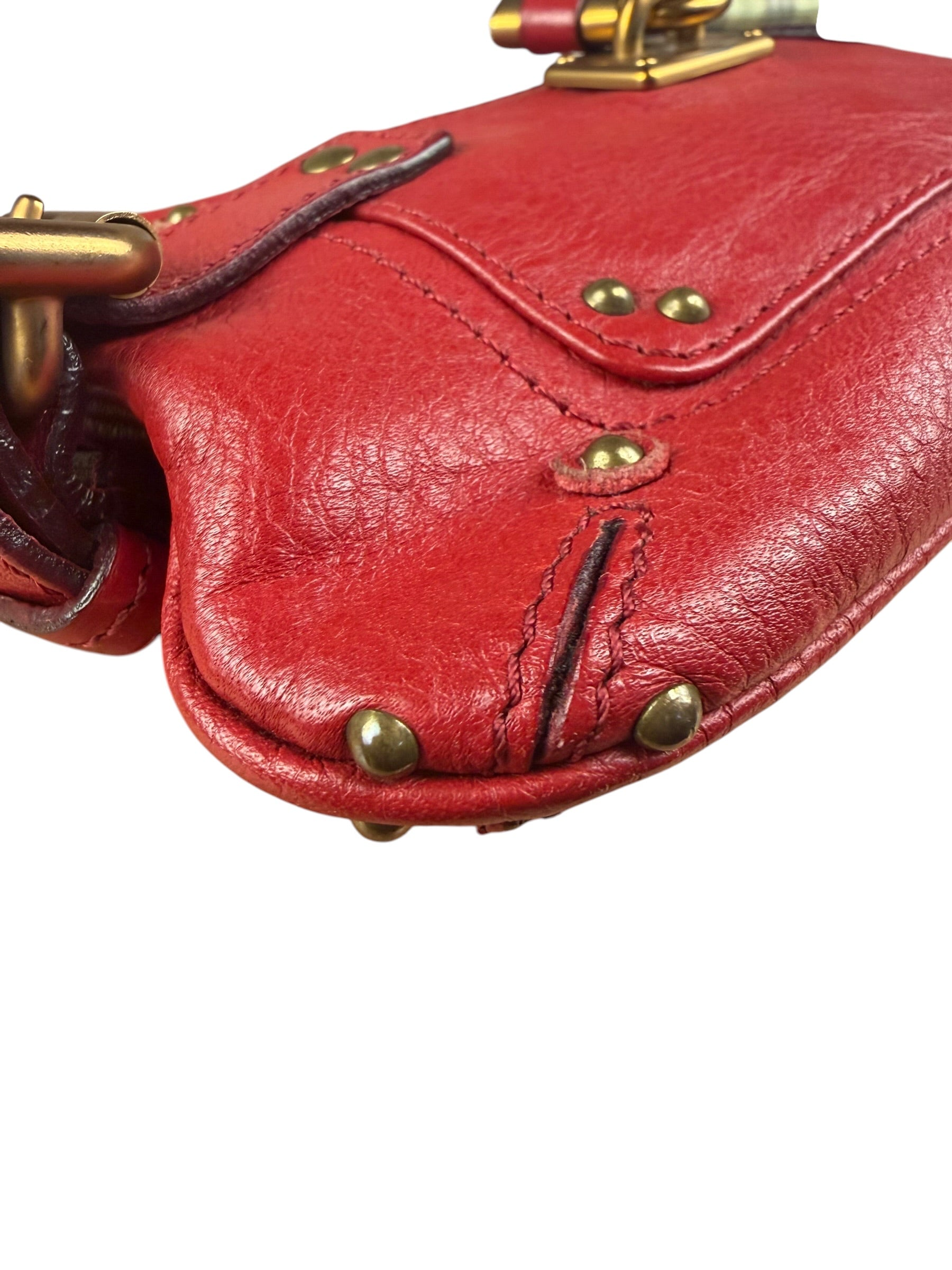 Chloe Red Leather Mini Paddington Pochette