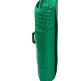 Balenciaga Green Crocodile Embossed Hourglass Wallet On Chain