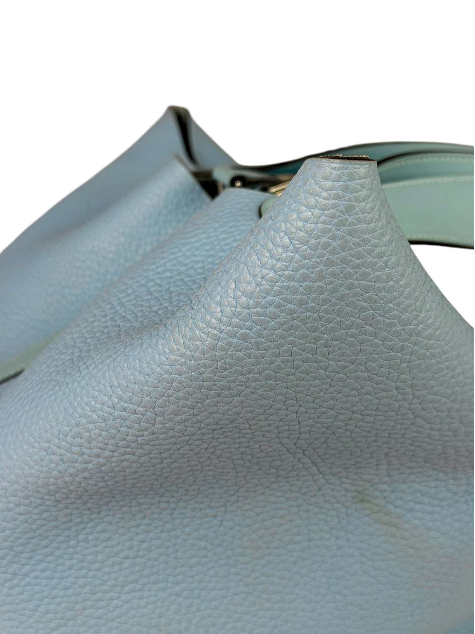 Hermes Blue Leather Picotin Lock 18 Bucket Bag