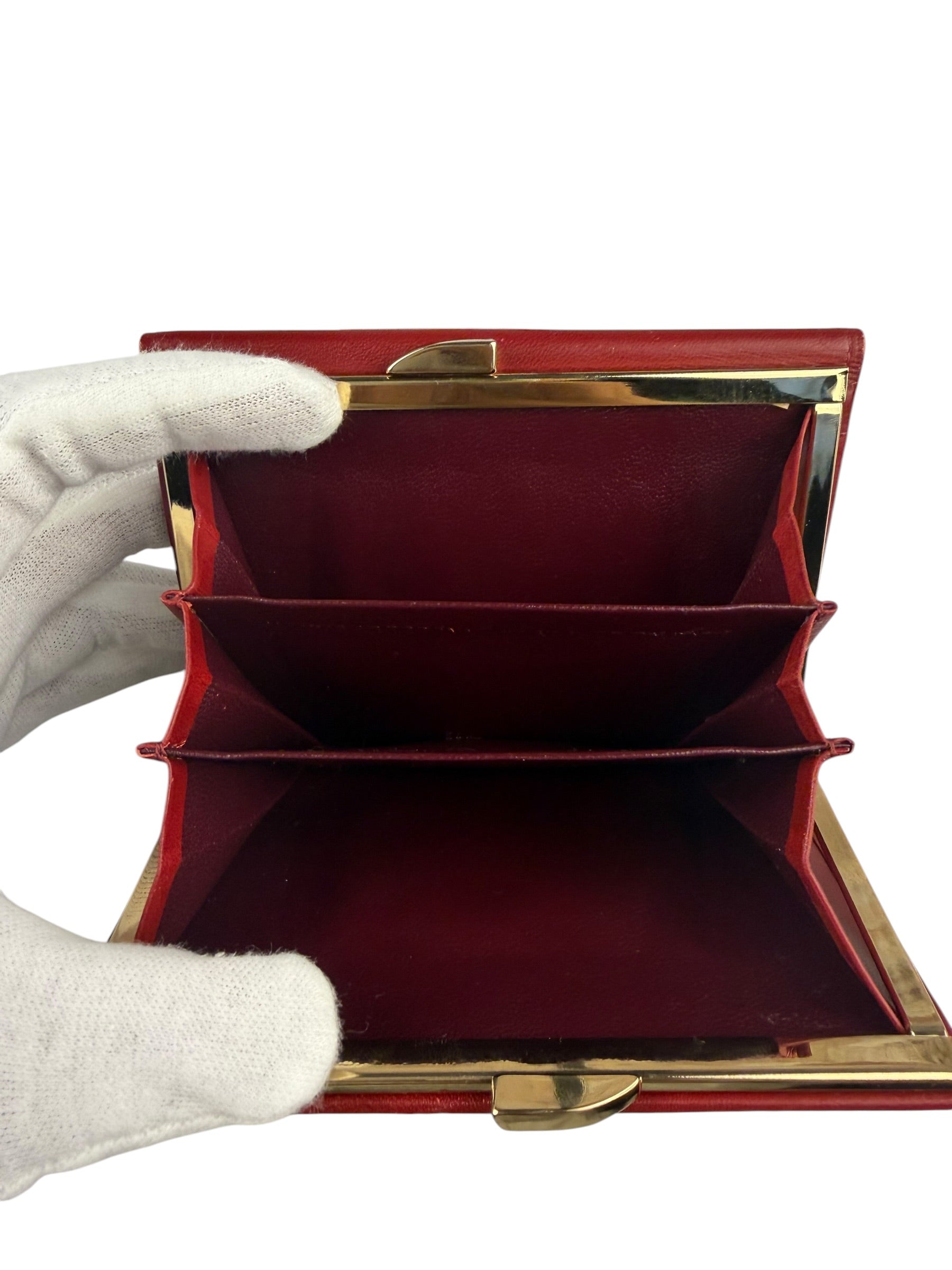 Givenchy Vintage Red Leather Trifold Wallet