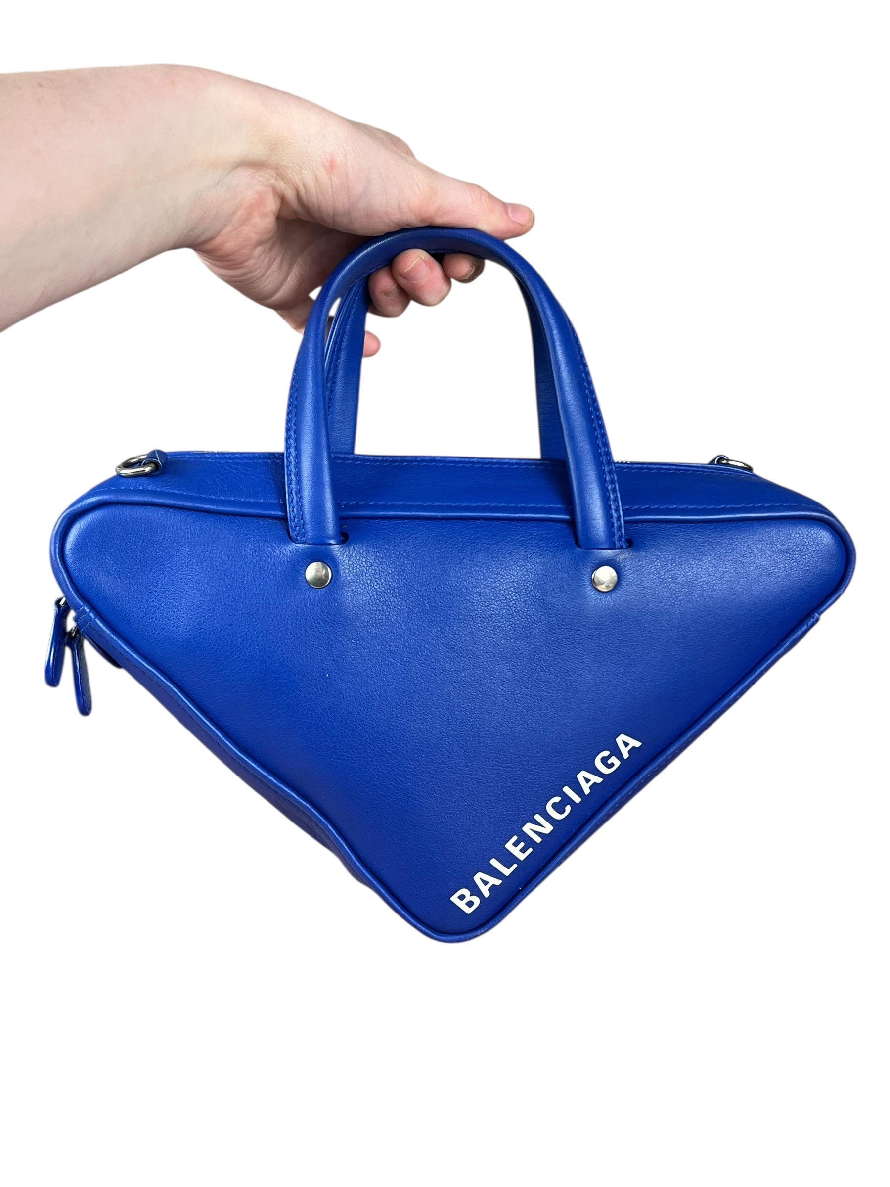 Balenciaga Royal Blue Leather Triangle 2Way Bag