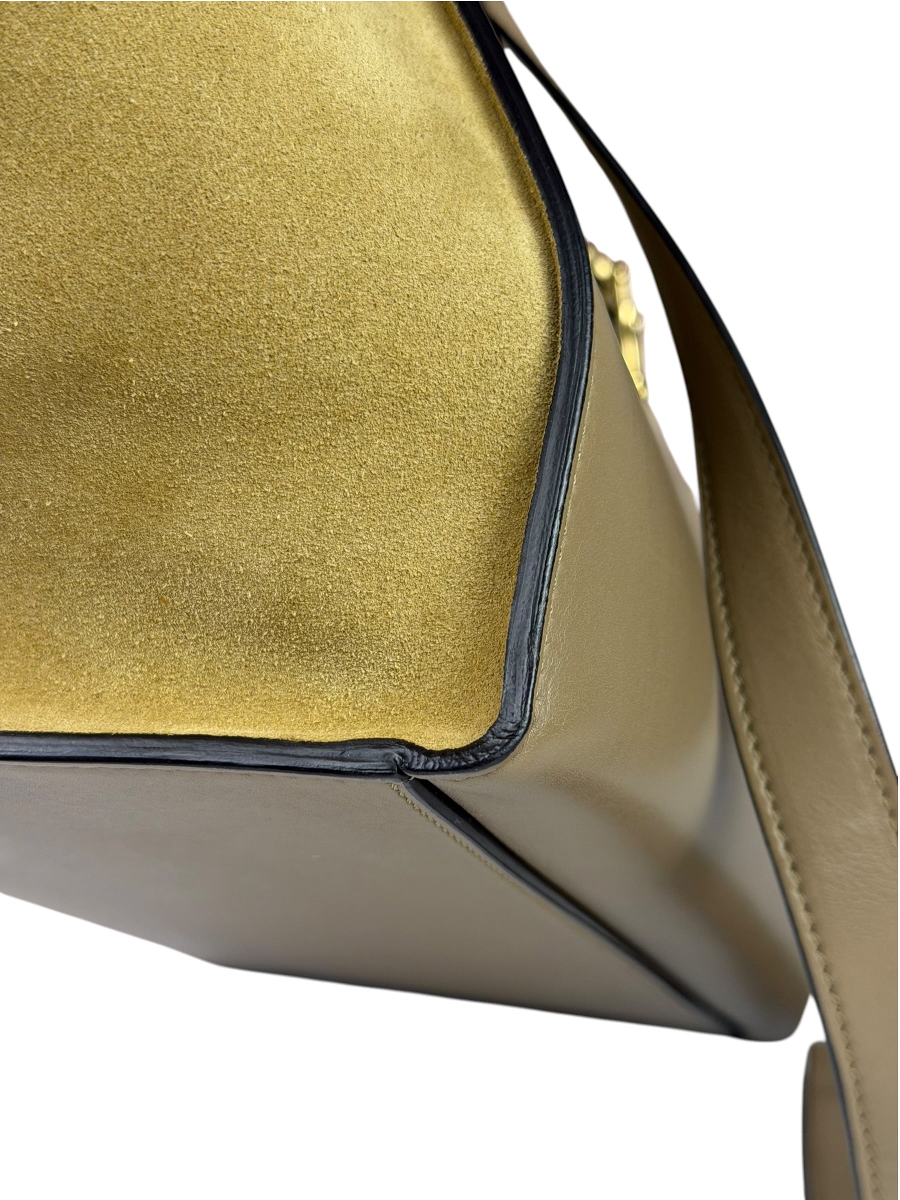 Celine Tri-Color Beige Leather/Suede Trapeze Medium Two-Way Bag