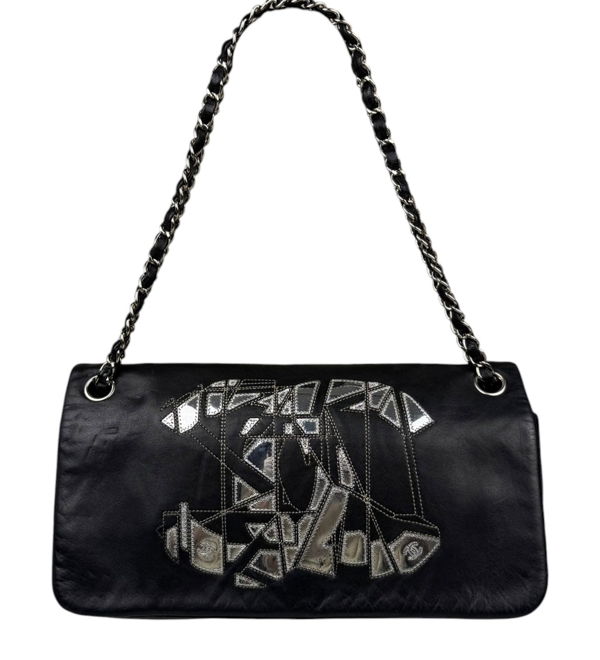 Chanel Black Leather CC Mirrored Mosaic Flap Bag 2008