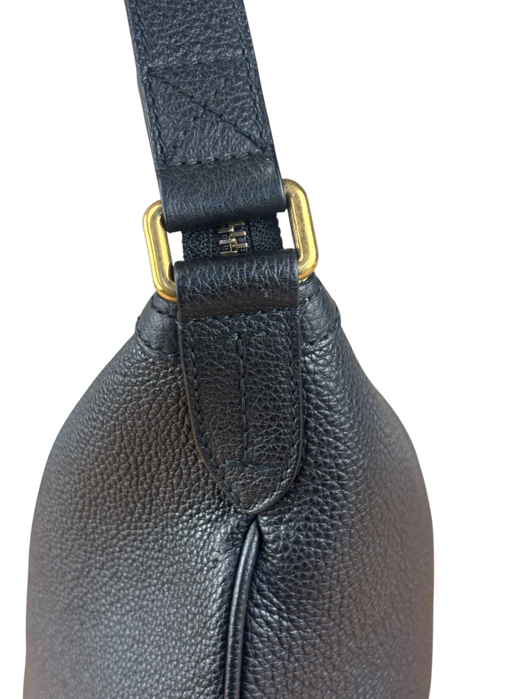 Gucci Black Pebbled Leather Half Moon Hobo Bag