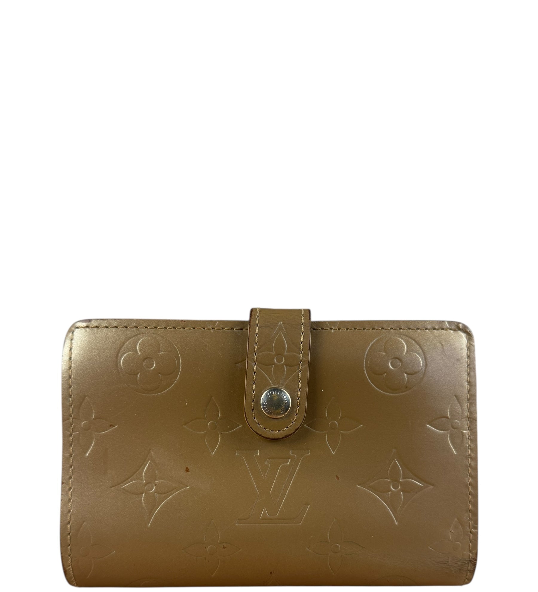 Louis Vuitton Matte Vernis Compact Wallet Beige