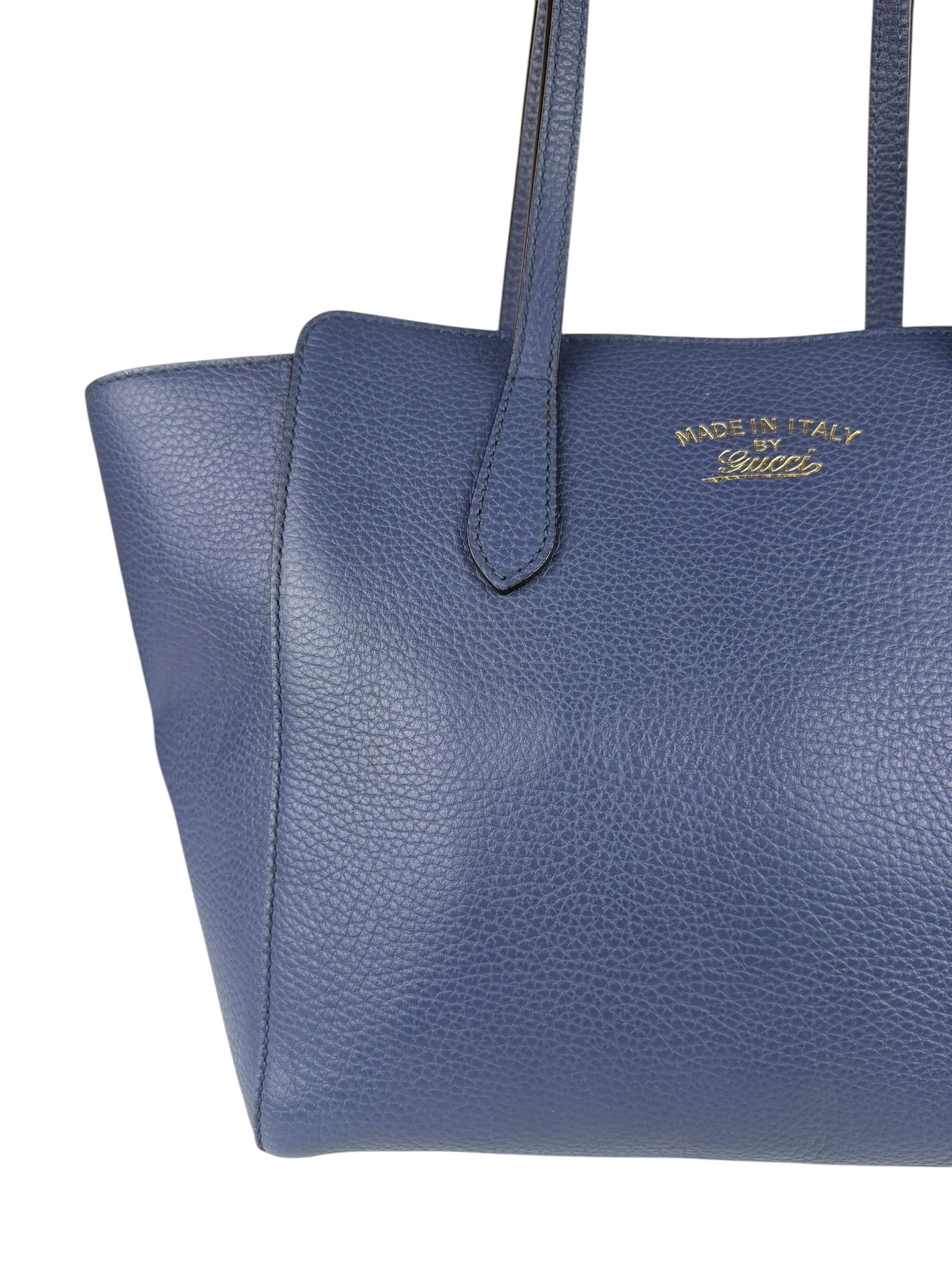 Gucci Navy Blue Swing Leather Tote Bag