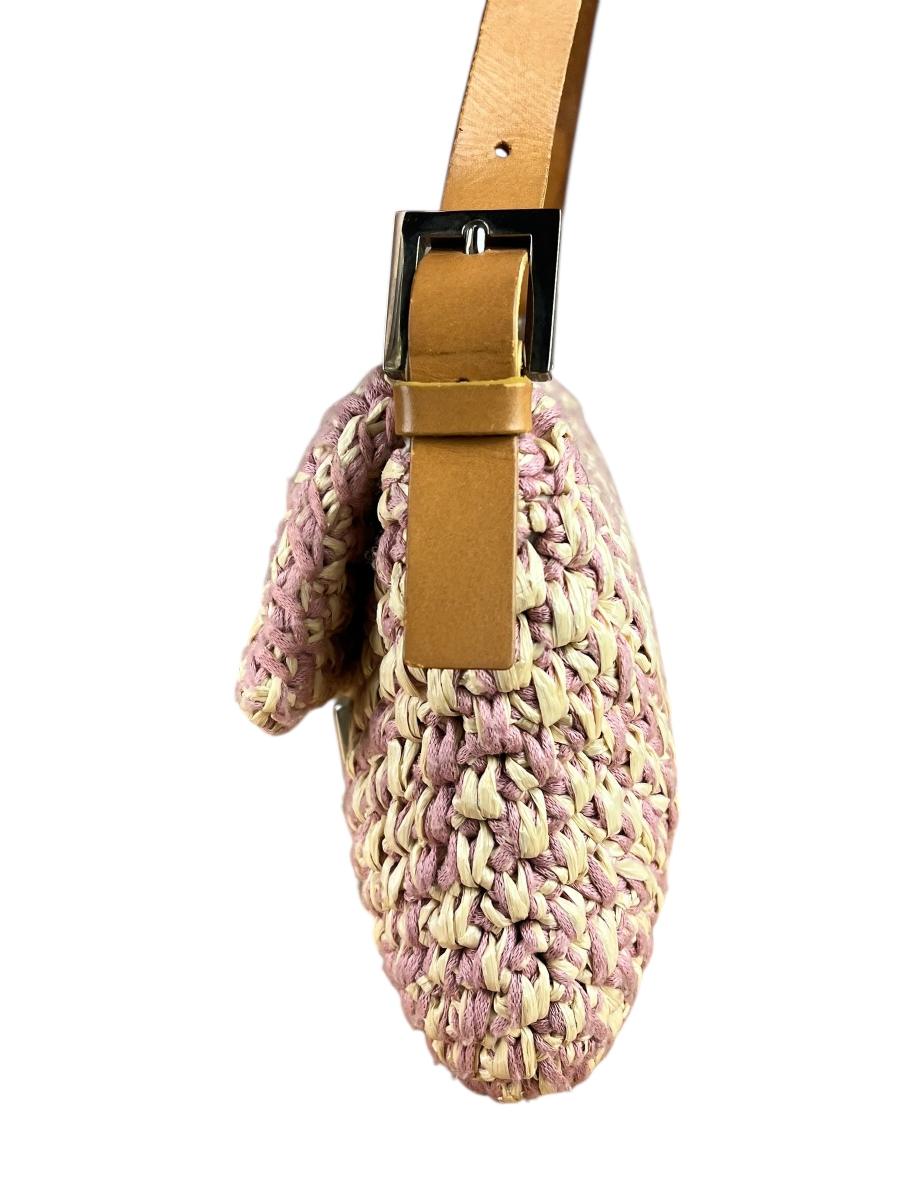 Fendi Raffia Crochet Baguette