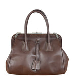 Prada Brown Leather Madras Cerniera Doctor Handbag