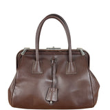 Prada Brown Leather Madras Cerniera Doctor Handbag