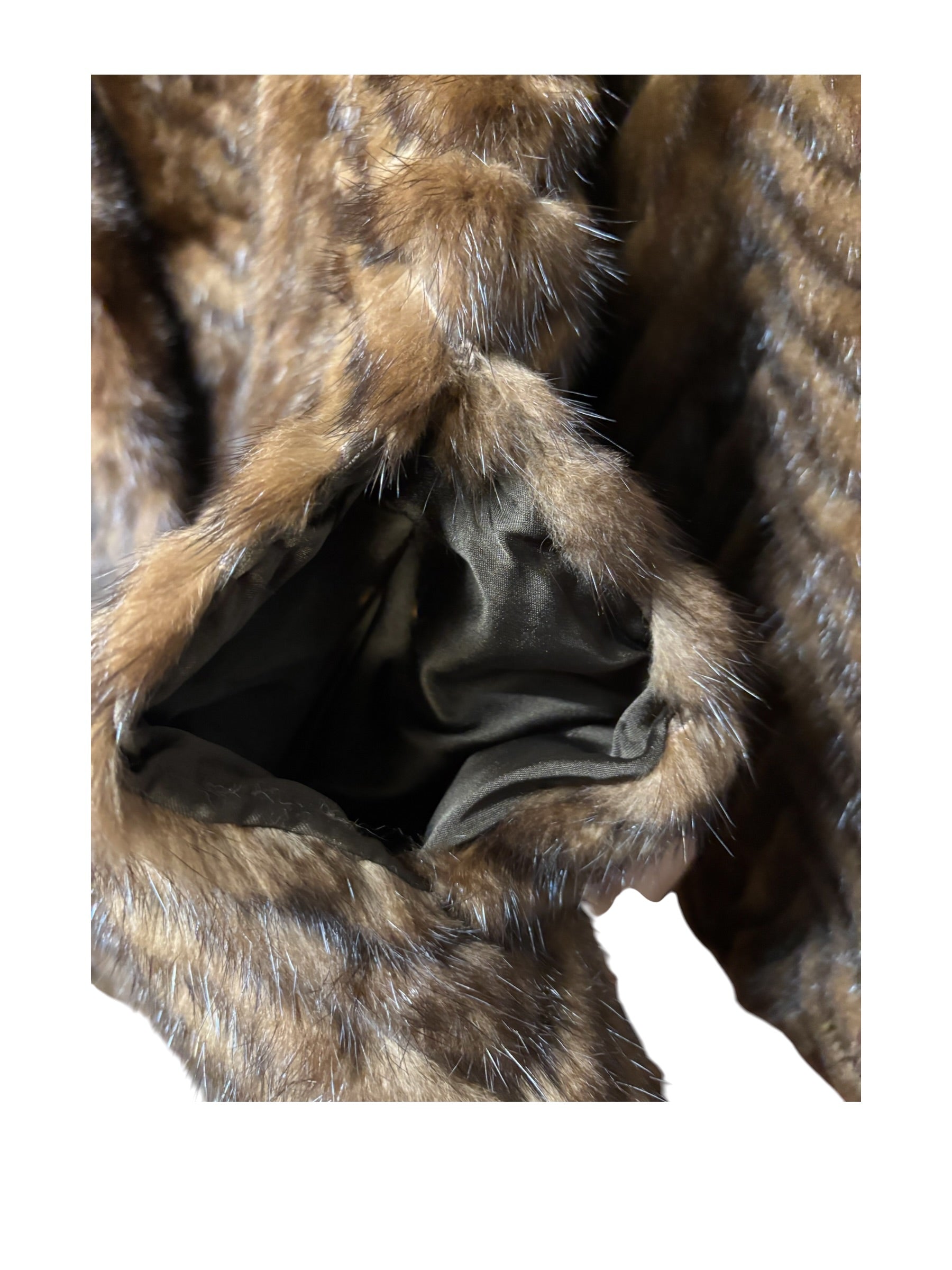 Vintage Hazel Brown Chevron Stripped Mink Fur Coat