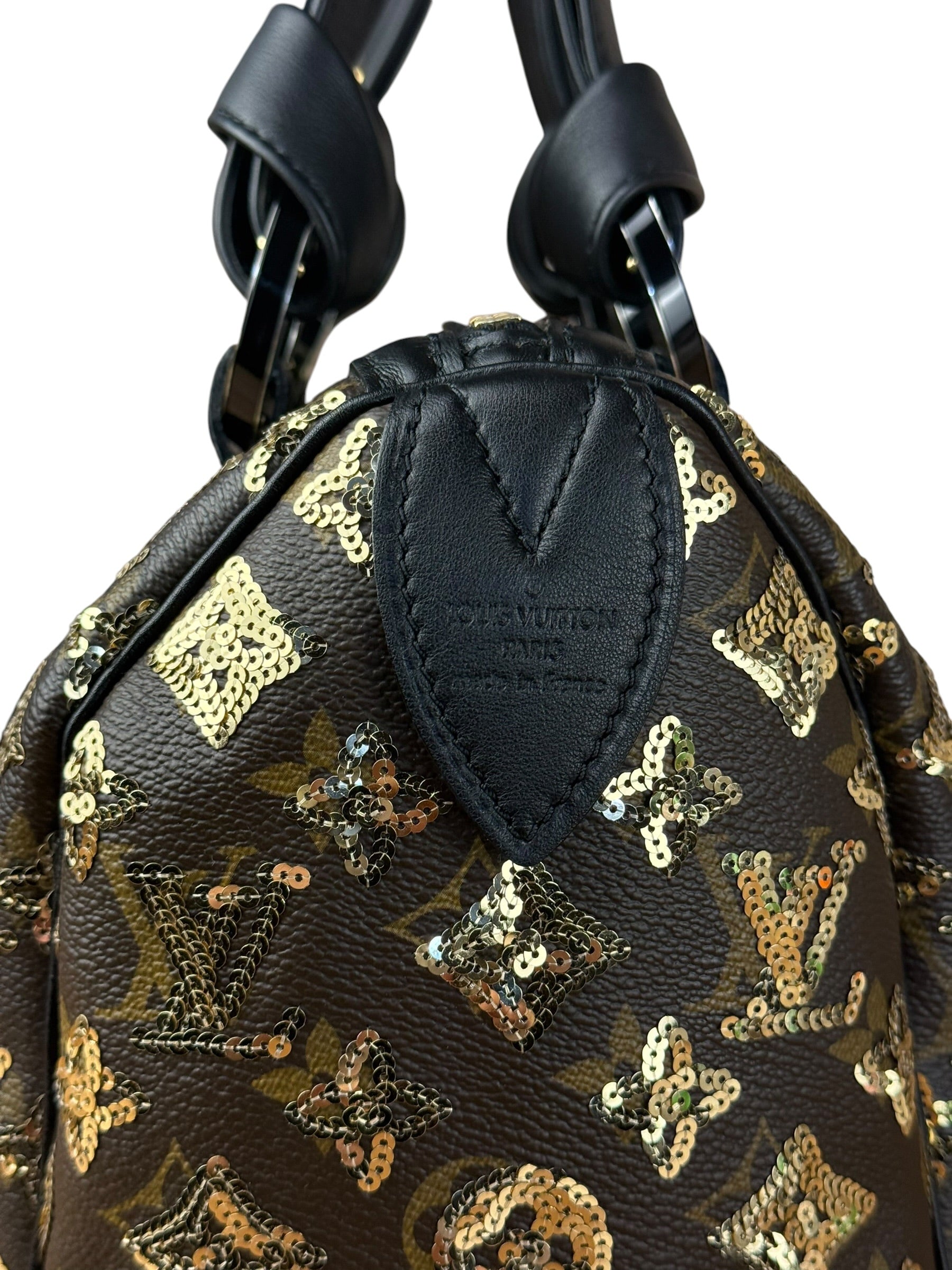 Louis Vuitton Gold Sequins Monogram Speedy Eclipse 30