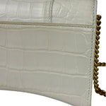 Balenciaga White Crocodile Embossed Hourglass Wallet On Chain