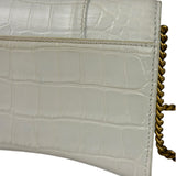Balenciaga White Crocodile Embossed Hourglass Wallet On Chain